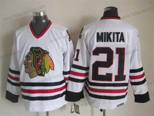 Muž Chicago Blackhawks #21 Stan Mikita Bílý CCM Vintage Dres