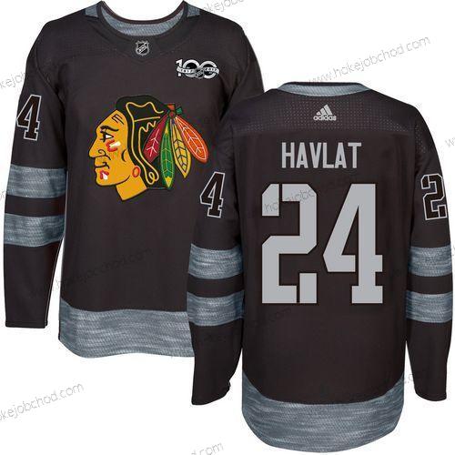 Muž Chicago Blackhawks #24 Martin Havlat Černá 1917-2017 100th Výročí Sešitý NHL Dres