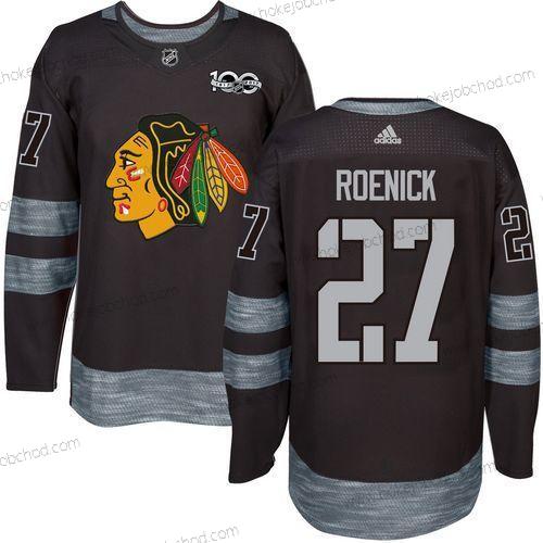 Muž Chicago Blackhawks #27 Jeremy Roenick Černá 1917-2017 100th Výročí Sešitý NHL Dres