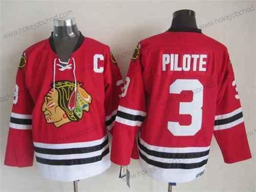 Muž Chicago Blackhawks #3 Pierre Pilote 1957-58 Červené Vintage Dres