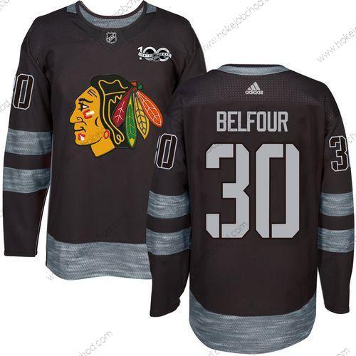 Muž Chicago Blackhawks #30 Ed Belfour Černá 1917-2017 100th Výročí Sešitý NHL Dres