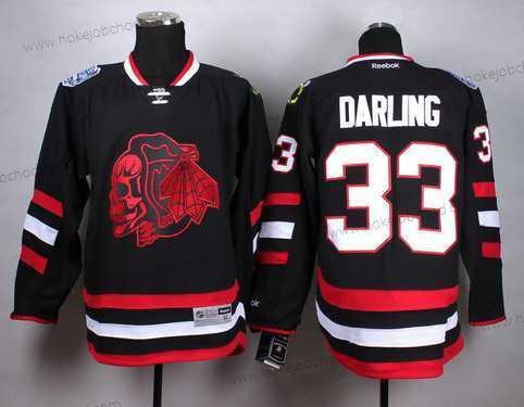 Muž Chicago Blackhawks #33 Scott Darling 2014 Stadium Series Černá With Červené Skulls Dres