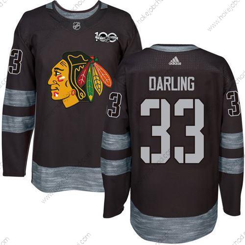 Muž Chicago Blackhawks #33 Scott Darling Černá 1917-2017 100th Výročí Sešitý NHL Dres