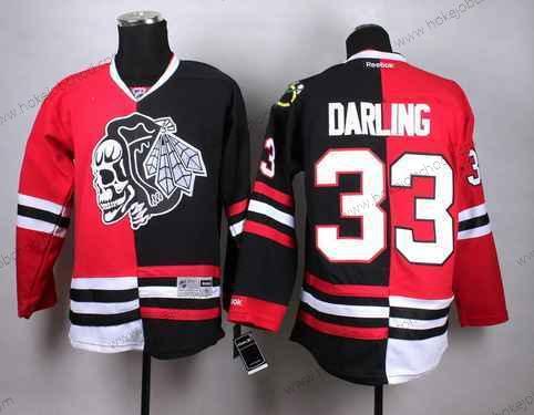 Muž Chicago Blackhawks #33 Scott Darling Červené Černá Two Tone With Černá Skulls Dres