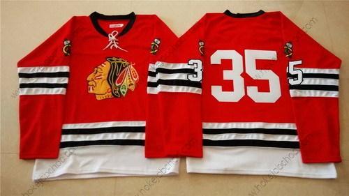 Muž Chicago Blackhawks #35 Tony Esposito 1960-61 Červené Vintage Dres