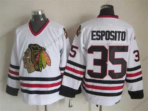 Muž Chicago Blackhawks #35 Tony Esposito Bílý CCM Vintage Dres