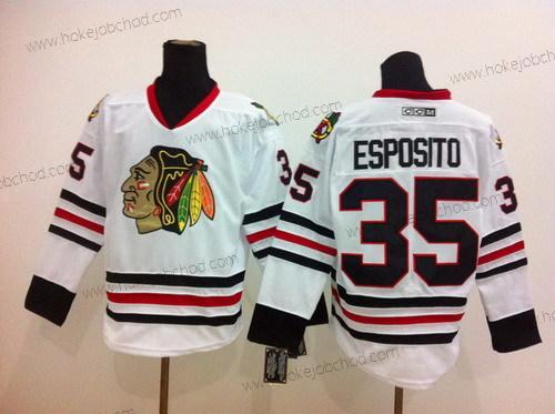 Muž Chicago Blackhawks #35 Tony Esposito Bílý Retro CCM Dres