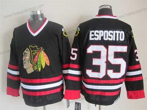 Muž Chicago Blackhawks #35 Tony Esposito Černá CCM Vintage Dres