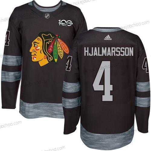 Muž Chicago Blackhawks #4 Niklas Hjalmarsson Černá 1917-2017 100th Výročí Sešitý NHL Dres