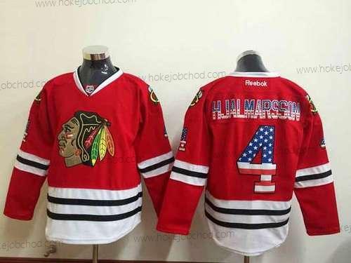 Muž Chicago Blackhawks #4 Niklas Hjalmarsson USA Flag Červené Dres