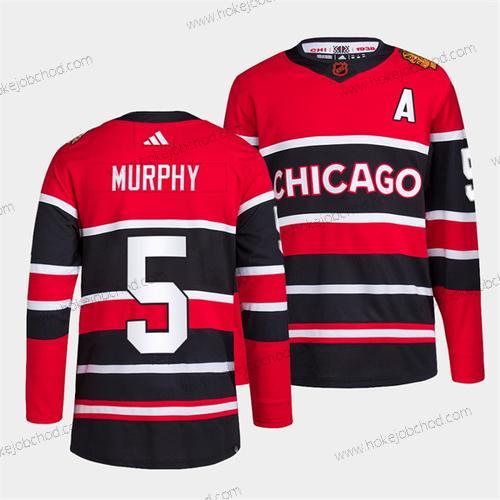 Muž Chicago Blackhawks #5 Connor Murphy Červené Černá 2022 Obrácený Retro Sešitý Dres