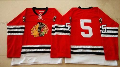 Muž Chicago Blackhawks #5 David Rundblad 1960-61 Červené Vintage Dres