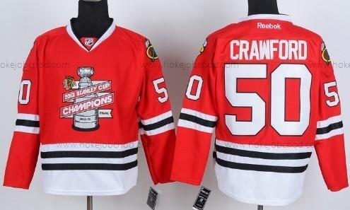 Muž Chicago Blackhawks #50 Corey Crawford 2013 Champions Commemorate Červené Dres