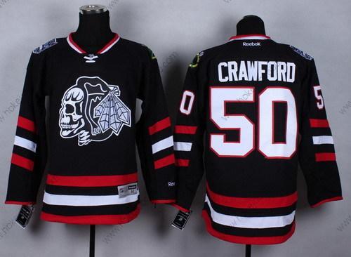 Muž Chicago Blackhawks #50 Corey Crawford 2014 Stadium Series Černá With Černá Skulls Dres