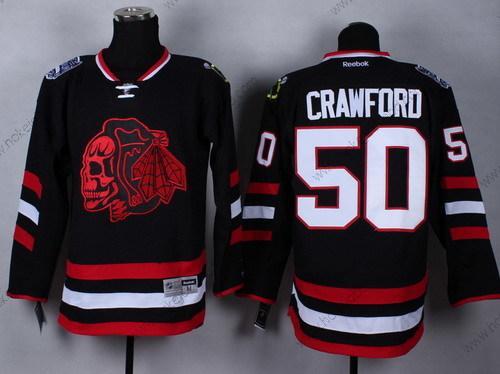 Muž Chicago Blackhawks #50 Corey Crawford 2014 Stadium Series Černá With Červené Skulls Dres