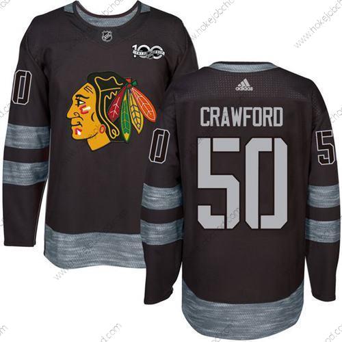 Muž Chicago Blackhawks #50 Corey Crawford Černá 1917-2017 100th Výročí Sešitý NHL Dres