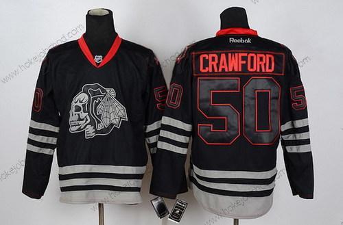 Muž Chicago Blackhawks #50 Corey Crawford Černá Ice Skulls Dres