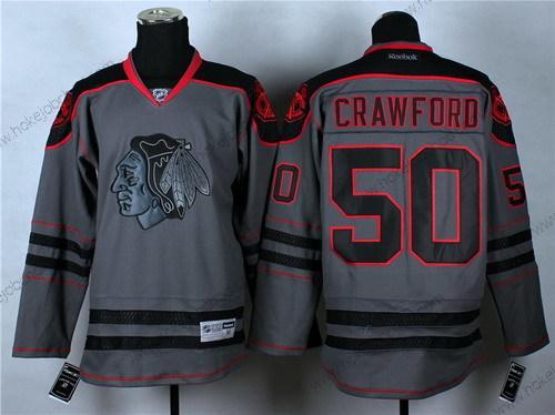 Muž Chicago Blackhawks #50 Corey Crawford Charcoal Šedá Dres