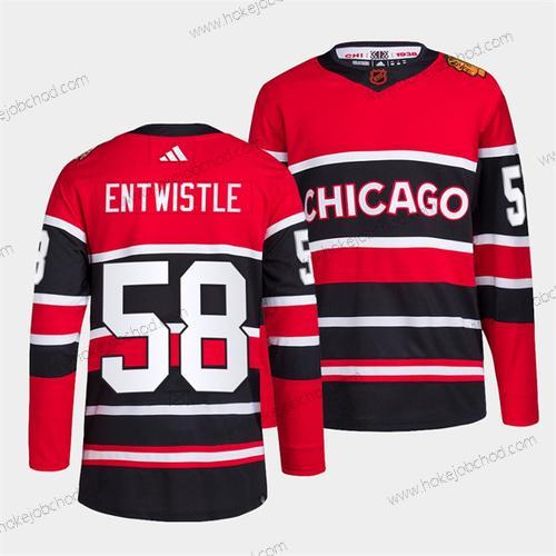 Muž Chicago Blackhawks #58 Mackenzie Entwistle Červené Černá 2022 Obrácený Retro Sešitý Dres