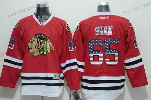 Muž Chicago Blackhawks #65 Andrew Shaw USA Flag Červené Dres