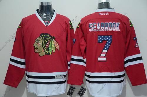 Muž Chicago Blackhawks #7 Brent Seabrook USA Flag Červené Dres