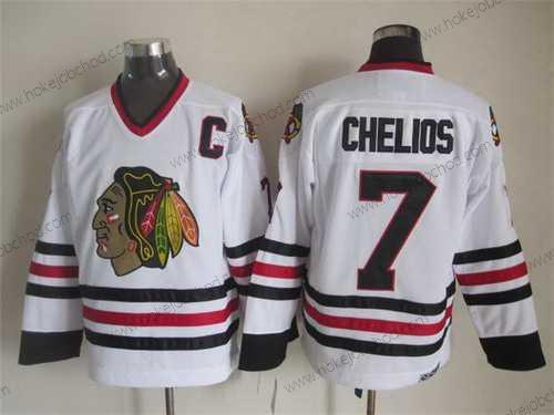 Muž Chicago Blackhawks #7 Chris Chelios Bílý CCM Vintage Dres