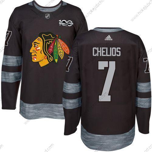 Muž Chicago Blackhawks #7 Chris Chelios Černá 1917-2017 100th Výročí Sešitý NHL Dres