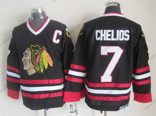 Muž Chicago Blackhawks #7 Chris Chelios Černá CCM Vintage Dres