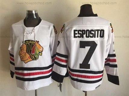 Muž Chicago Blackhawks #7 Tony Esposito 1999 Bílý CCM Vintage Dres