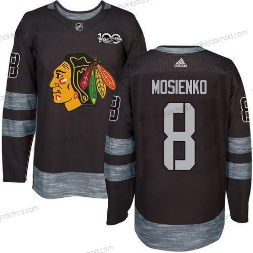 Muž Chicago Blackhawks #8 Bill Mosienko Černá 1917-2017 100th Výročí Sešitý NHL Dres