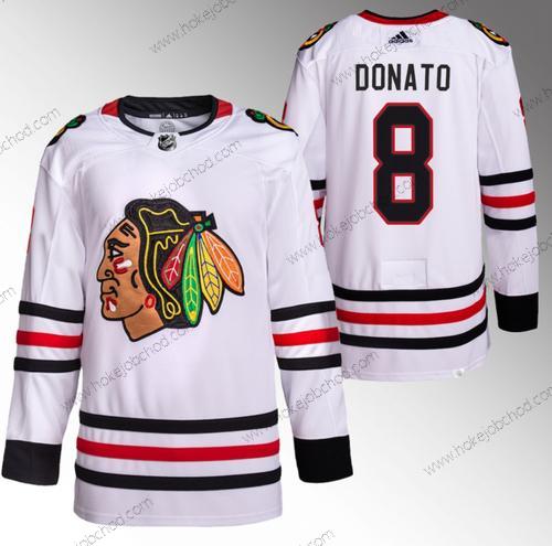 Muž Chicago Blackhawks #8 Ryan Donato Bílý Sešitý Hokejový Dres