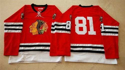 Muž Chicago Blackhawks #81 Marian Hossa 1960-61 Červené Vintage Dres