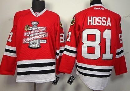 Muž Chicago Blackhawks #81 Marian Hossa 2013 Champions Commemorate Červené Dres