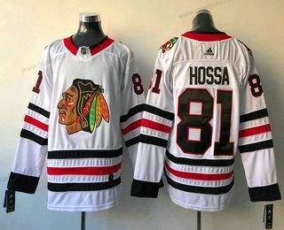 Muž Chicago Blackhawks #81 Marian Hossa Bílý 2017-2018 Hokejový Sešitý NHL Dres