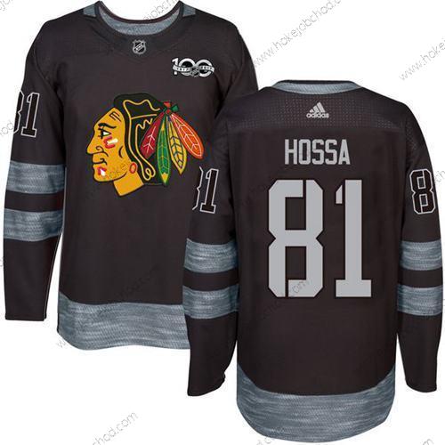 Muž Chicago Blackhawks #81 Marian Hossa Černá 1917-2017 100th Výročí Sešitý NHL Dres