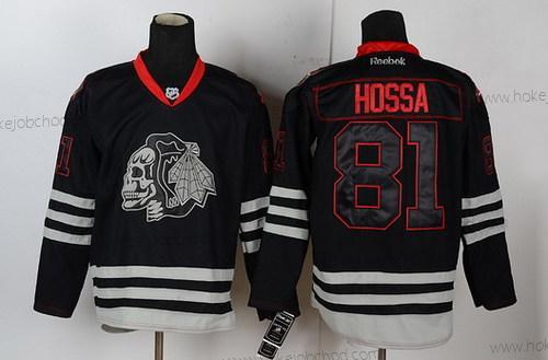 Muž Chicago Blackhawks #81 Marian Hossa Černá Ice Skulls Dres