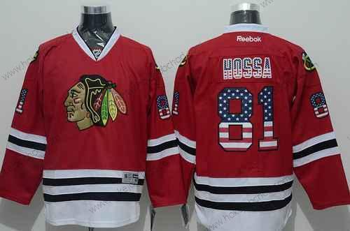 Muž Chicago Blackhawks #81 Marian Hossa USA Flag Červené Dres