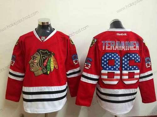 Muž Chicago Blackhawks #86 Teuvo Teravainen USA Flag Červené Dres