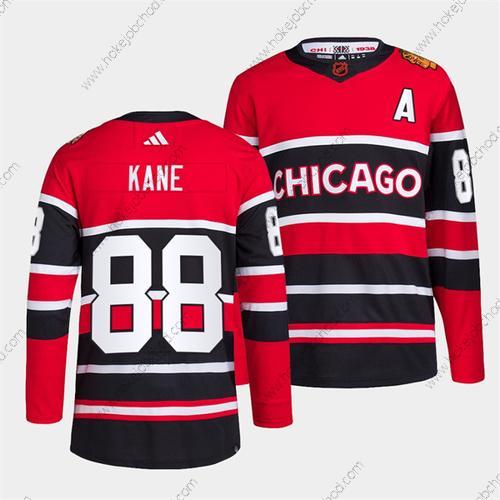 Muž Chicago Blackhawks #88 Patrick Kane Červené Černá 2022 Obrácený Retro Sešitý Dres