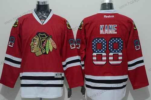 Muž Chicago Blackhawks #88 Patrick Kane USA Flag Červené Dres