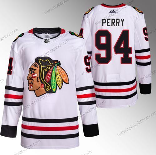 Muž Chicago Blackhawks #94 Corey Perry Bílý Sešitý Hokejový Dres