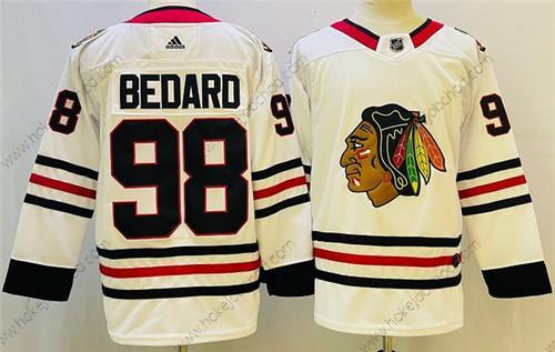 Muž Chicago Blackhawks #98 Connor Bedard Bílý Černá Sešitý Dres