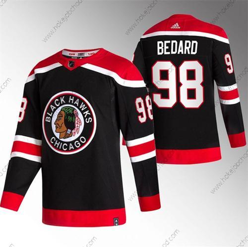 Muž Chicago Blackhawks #98 Connor Bedard Černá Sešitý Hokejový Dres