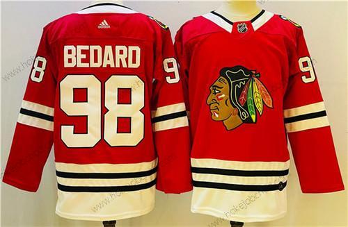 Muž Chicago Blackhawks #98 Connor Bedard Červené Černá Sešitý Dres