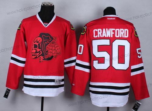 Muž Chicago Blackhawks Červené #50 Corey Crawford With Skulls Dres