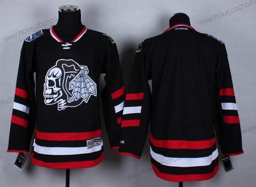 Muž Chicago Blackhawks Prázdný 2014 Stadium Series Černá With Černá Skulls Dres