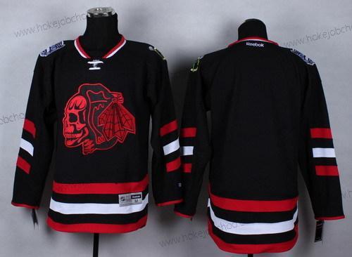 Muž Chicago Blackhawks Prázdný 2014 Stadium Series Černá With Červené Skulls Dres