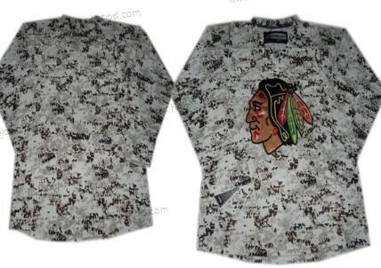 Muž Chicago Blackhawks Prázdný Bílý Camo Dres