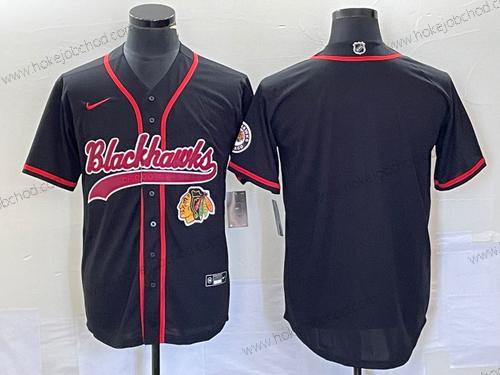 Muž Chicago Blackhawks Prázdný Černá Cool Base Sešitý Baseball Dres