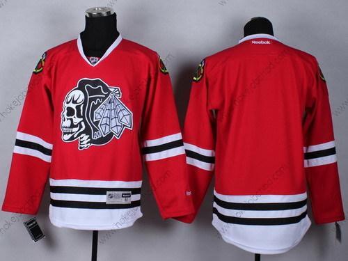 Muž Chicago Blackhawks Prázdný Červené With Černá Skulls Dres